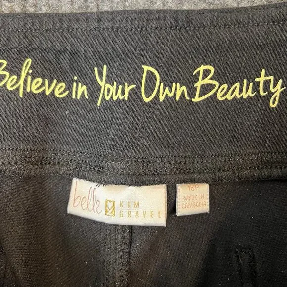 Belle by Kim Gravel Flexibelle Game Day Cuffed Jeans Black Womens Size 16P - Picture 10 of 12